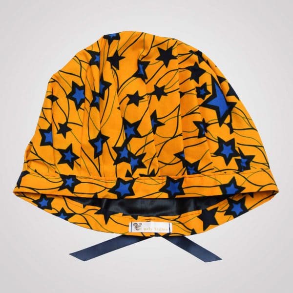satin wax bonnet schlafhaube curly nights blue star anpassbar premium