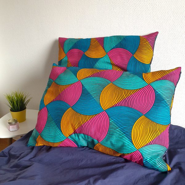 taie d'oreiller réversible satin wax fermeture éclair curly nights ARLEQUIN