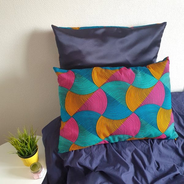 taie d'oreiller réversible satin wax fermeture éclair curly nights ARLEQUIN