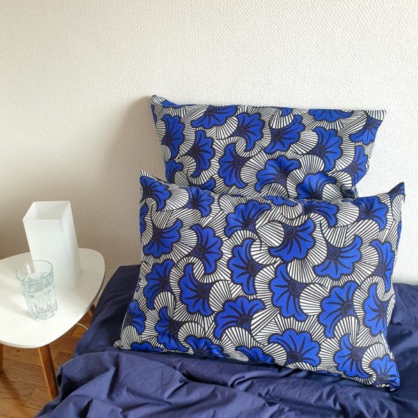taie d'oreiller réversible satin wax fermeture éclair curly nights REVE BLEU