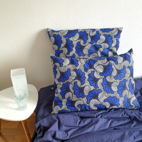 taie d'oreiller réversible satin wax fermeture éclair curly nights REVE BLEU