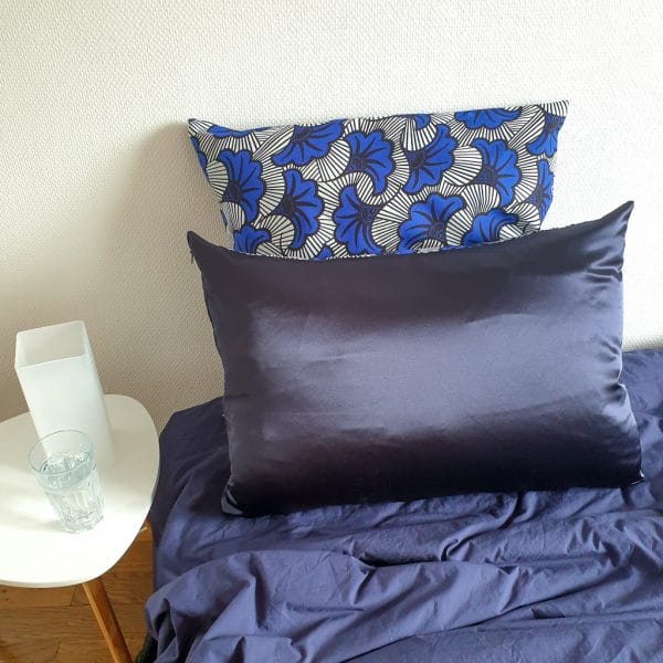 taie d'oreiller réversible satin wax fermeture éclair curly nights REVE BLEU