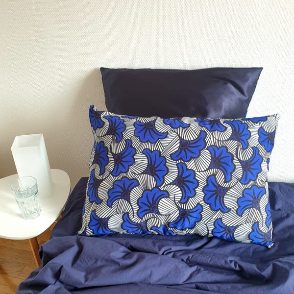 taie d'oreiller réversible satin wax fermeture éclair curly nights REVE BLEU