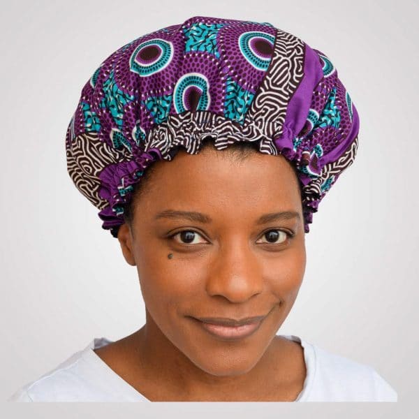 bonnet de nuit satin wax élastique curly nights VIOLINE