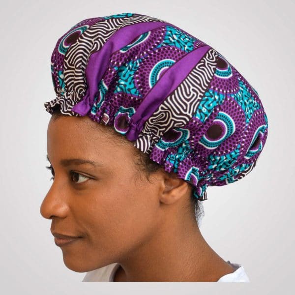 bonnet de nuit satin wax élastique curly nights VIOLINE