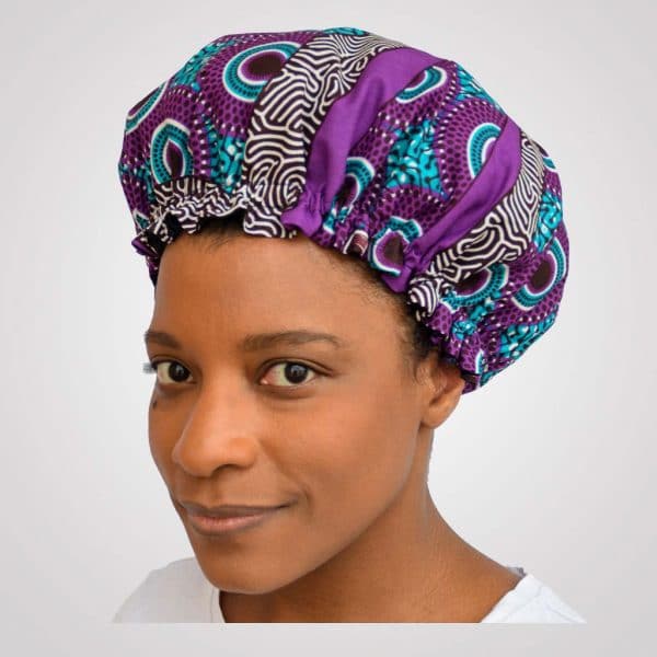 bonnet de nuit satin wax élastique curly nights VIOLINE