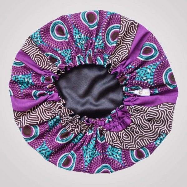 bonnet de nuit satin wax élastique curly nights VIOLINE