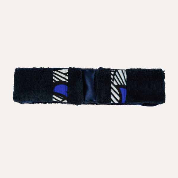 bandeau de sport et cosmétique en satin et éponge curly nights bleu marine