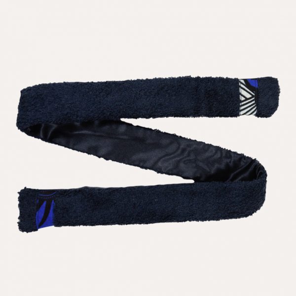 bandeau de sport et cosmétique en satin et éponge curly nights bleu marine