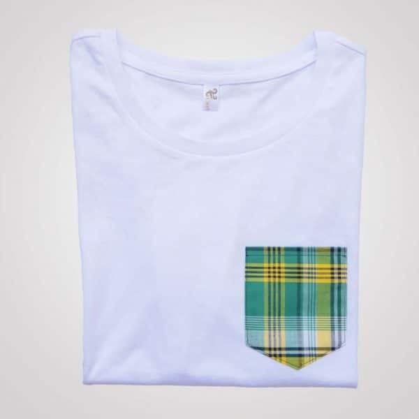 t-shirt blanc femme coupe ample pyjama poche madras vert curly nights