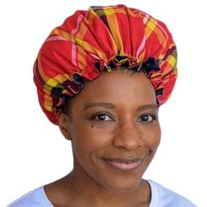 Bonnet de nuit satin MADRAS ROUGE