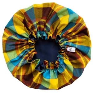 Bonnet satin enfant MADRAS BLEU