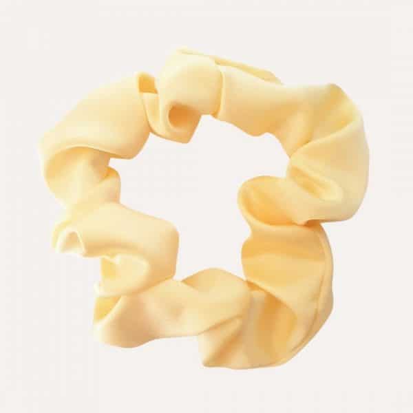 chouchou satin jaune topaze fait main en france curly nights