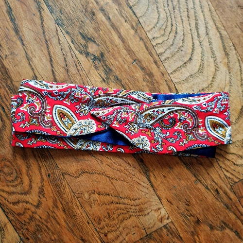 flexibles headband baumwolle polyester satin curly nights cachemire paisley rot