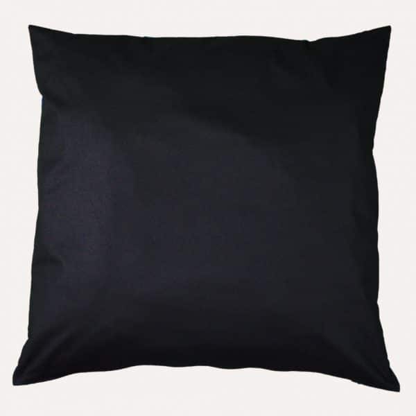 taie d'oreiller double face coton satin unie noir profond carrée