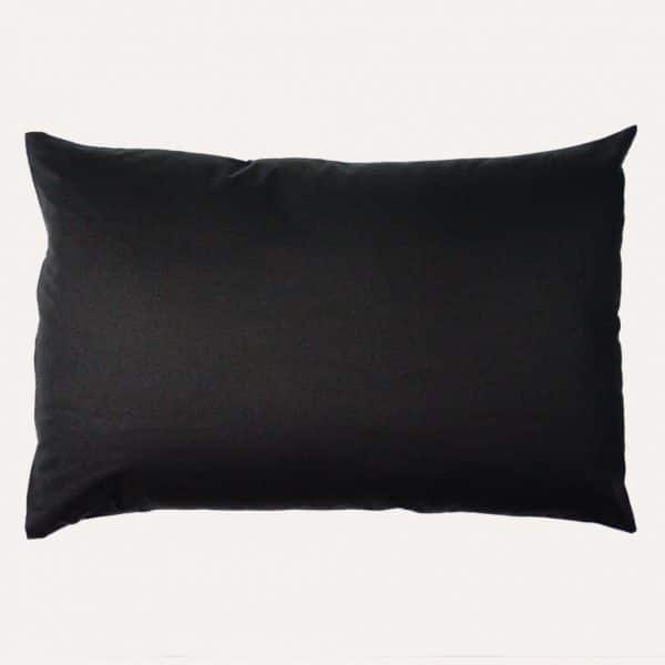 taie d'oreiller double face coton satin unie noir profond rectangulaire