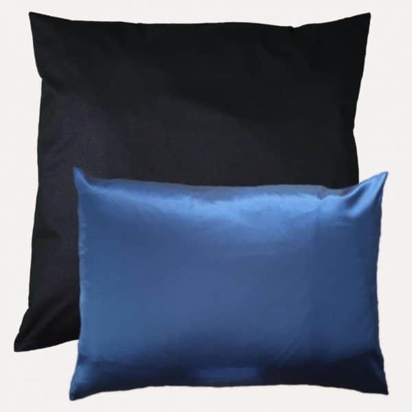 taie d'oreiller double face coton satin unie noir profond carrée et rectangulaire