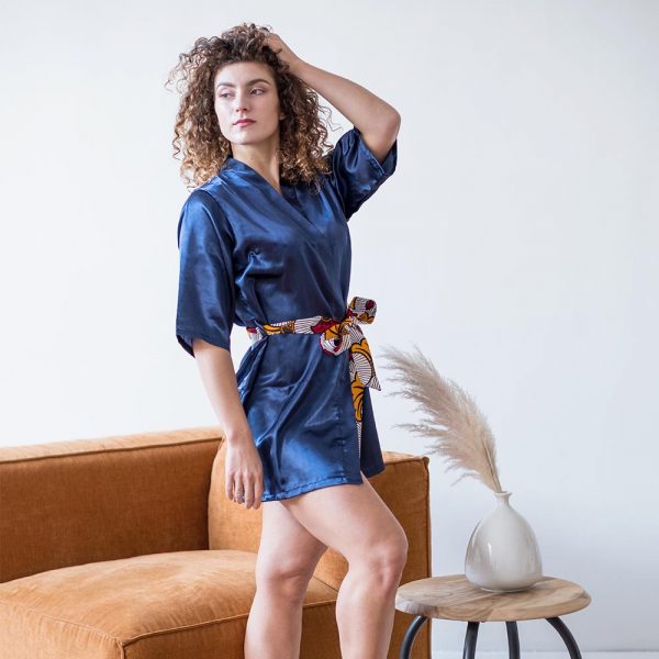 kimono satin ceinture wax fleur de mariage curly nights love