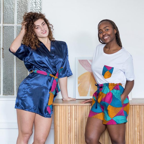 pyjama kimono arlequin curly nights wax satin