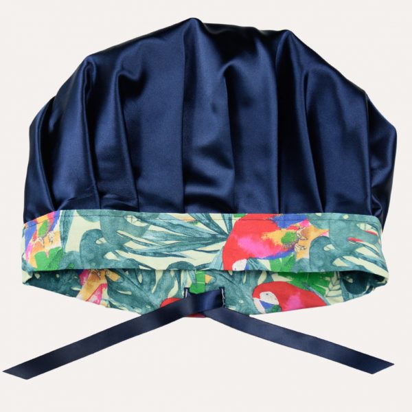 Bonnet de nuit réglable satin coton boucles crépus cheveux frisés curly nights PERROQUET