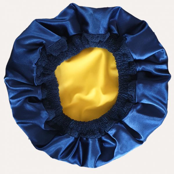 bonnet soins capillaires et douche imperméable auto chauffant écoresponsable curly nights jaune