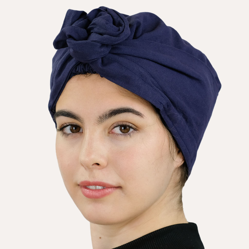 turban satin foulard curly nights marine