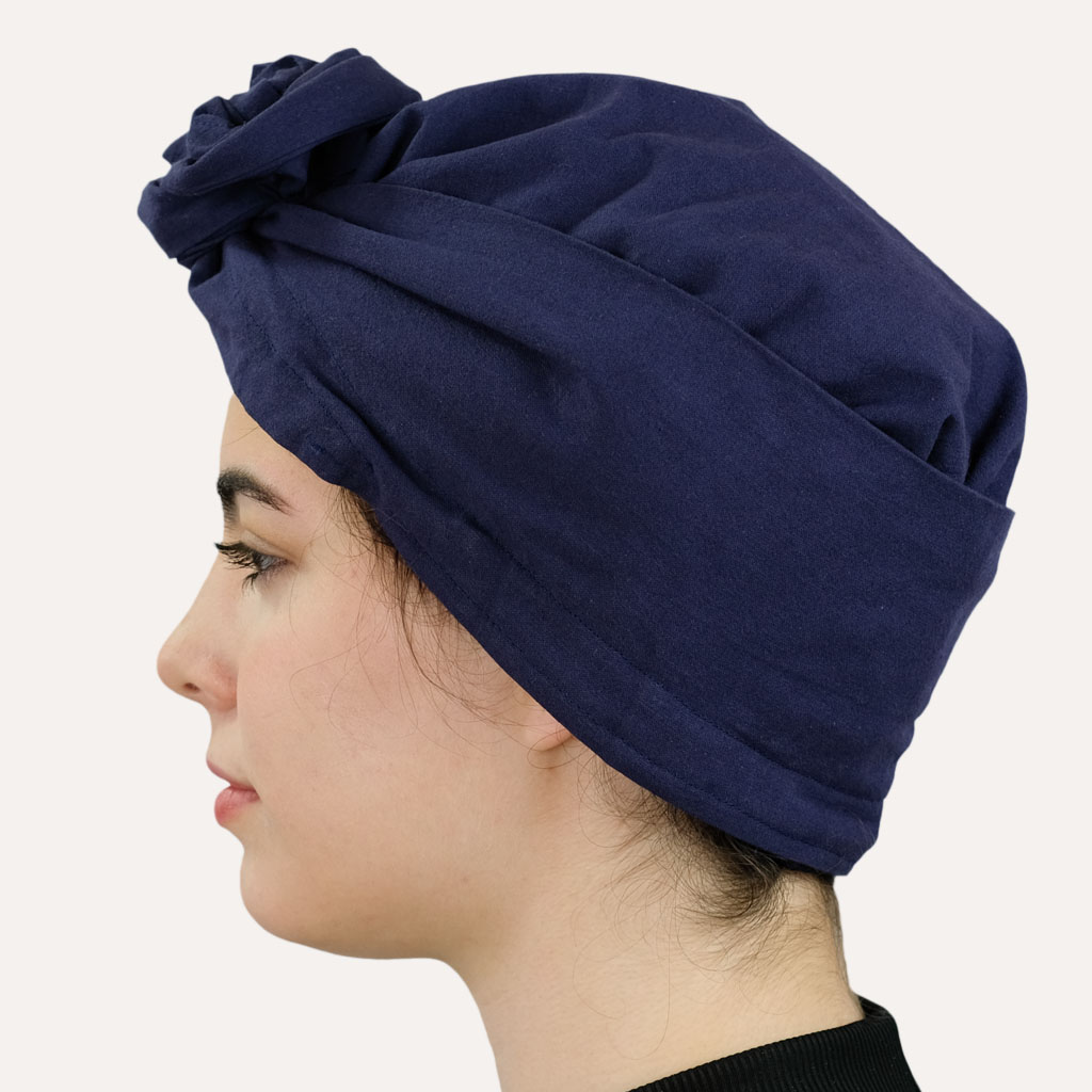 turban satin foulard curly nights marine