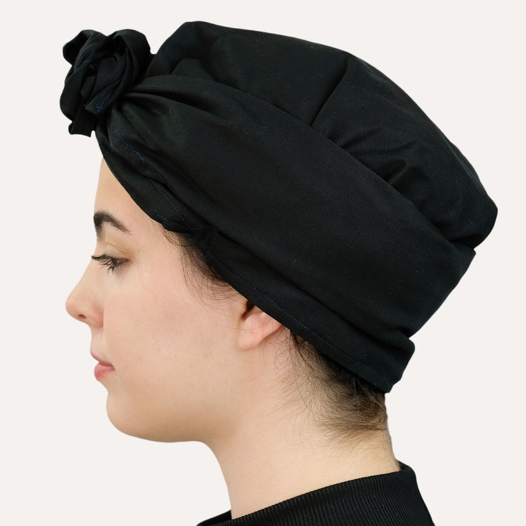 turban satin foulard curly nights noir profond