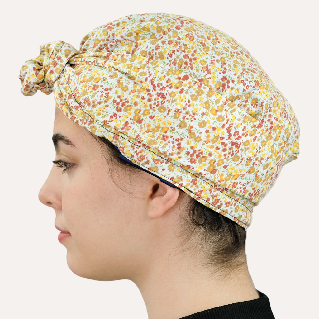 turban satin foulard fleurs jaunes