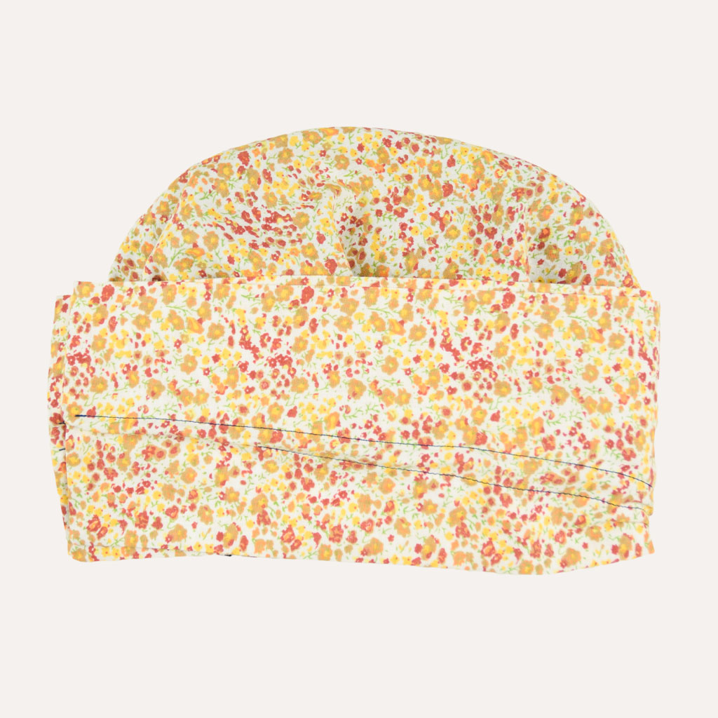 turban satin foulard fleurs jaunes